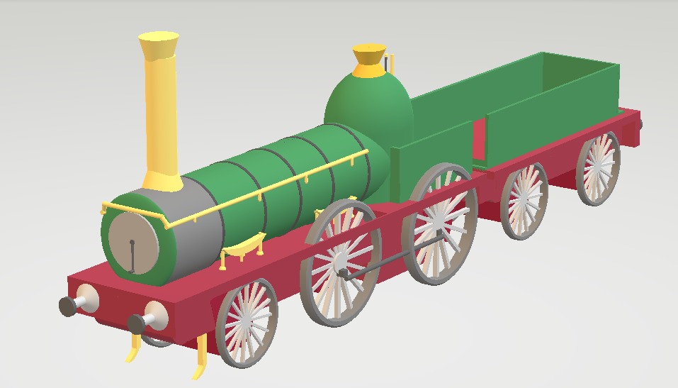 A very rough render of the Locomotive type GIP 1 to 8. Valve gear, and other details not shown. Made by referring to original blueprints.