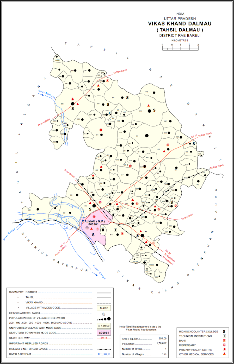Map showing Santpur (#988) in Dalmau CD block
