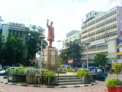 Abids circle with the Nehru statue, and the GPO in the background