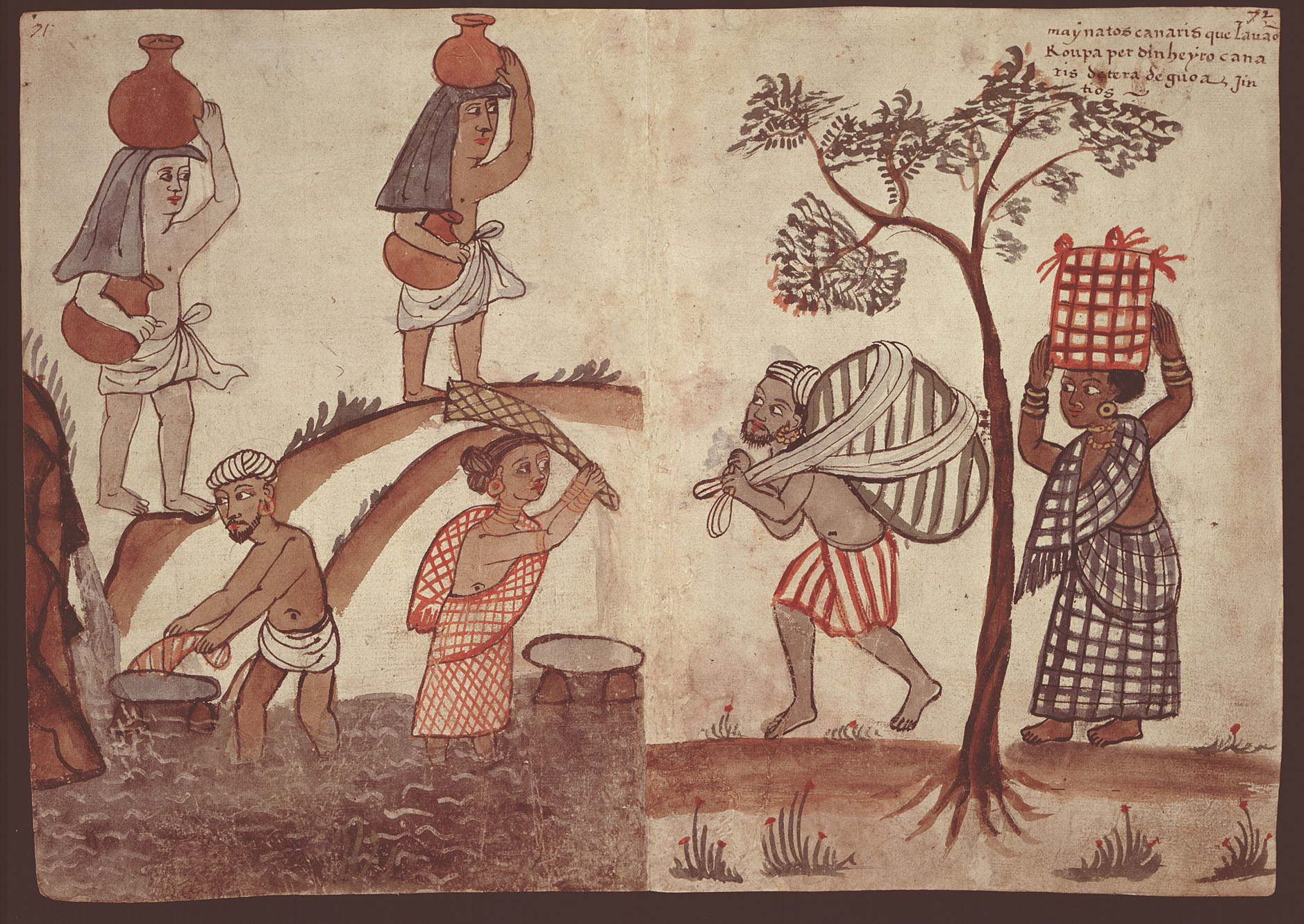 Clothes-washers, called mainatos by the Portuguese