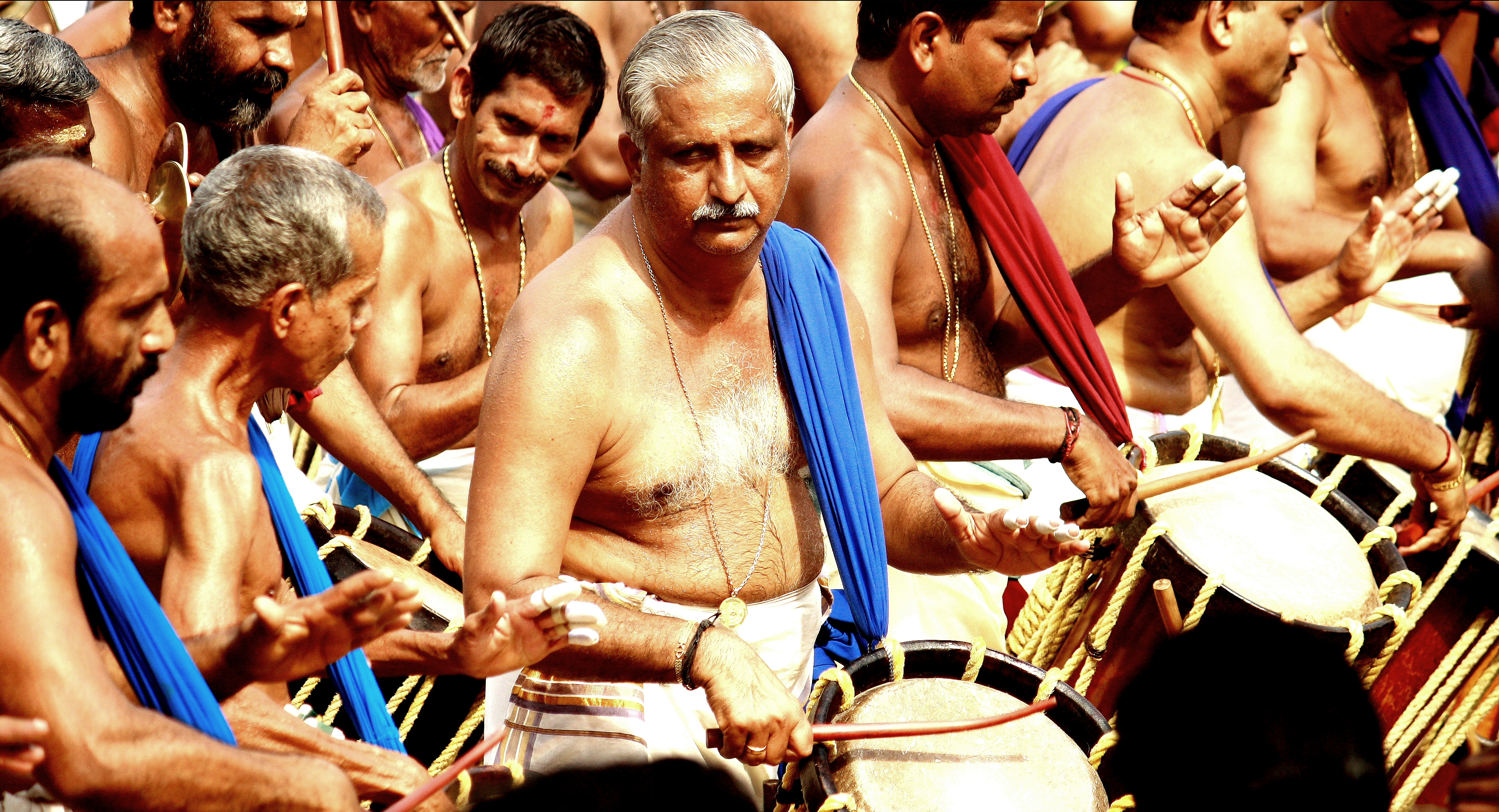 Peruvanam Kuttan Marar performing Melam at Sree Poornathrayesa Temple, Thrippunithura
