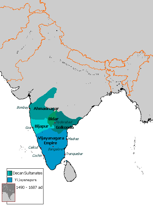 Territory of the Adil Shahis (Bijapur Sultanate) and their neighbours.[1]