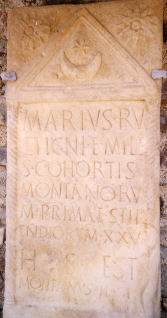 Imperial Roman tombstone of Austrian soldier Marius son of Ructinus.