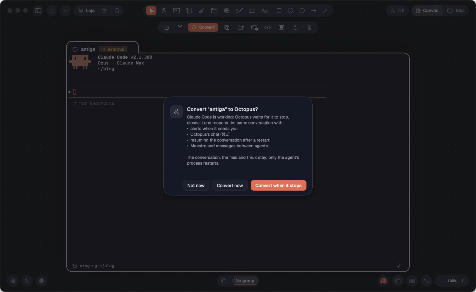 An external agent and the prompt to convert it