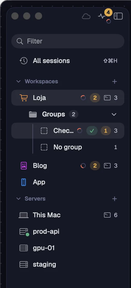 The Blog workspace, closed, with an alert and the spinner
