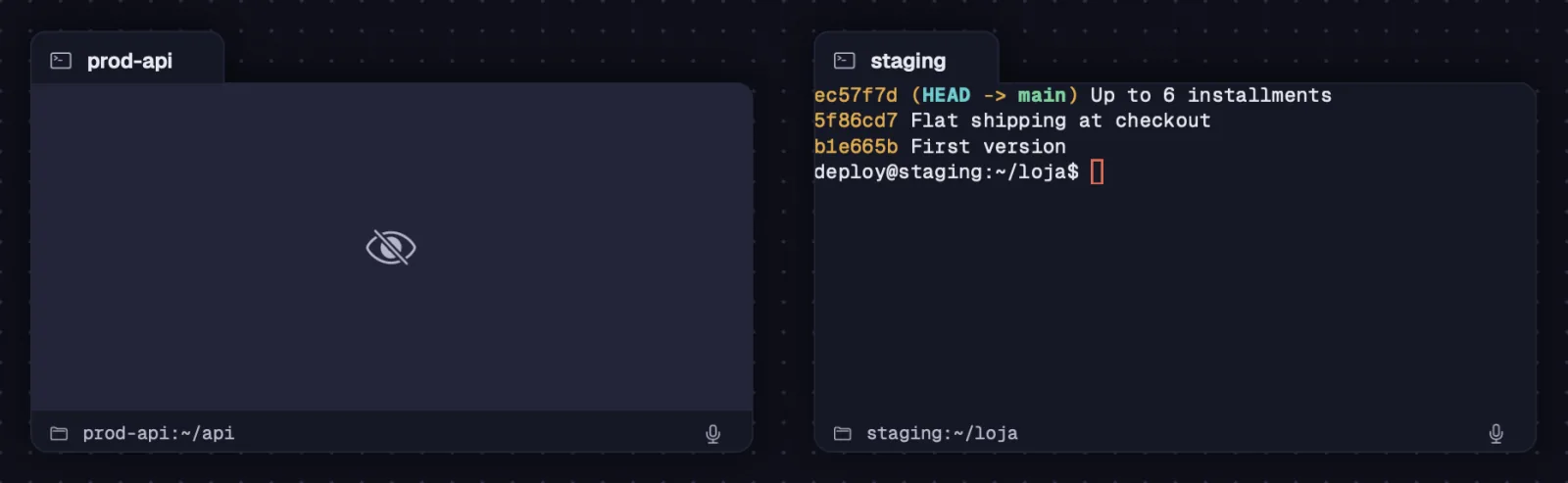 A blurred terminal, with the closed eye.