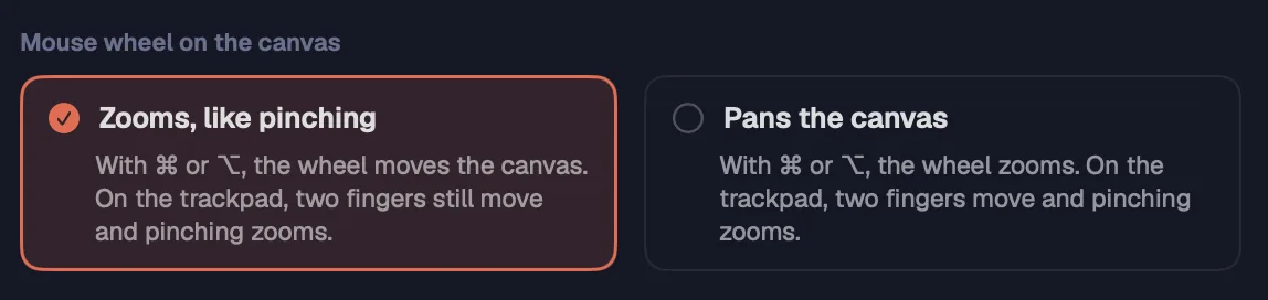 The mouse wheel choice in Settings › General.