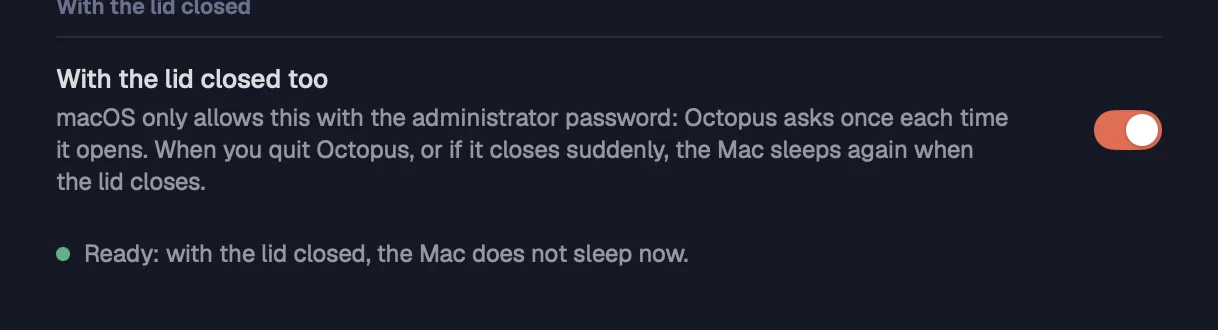 The closed lid ready on the Mac, after the password