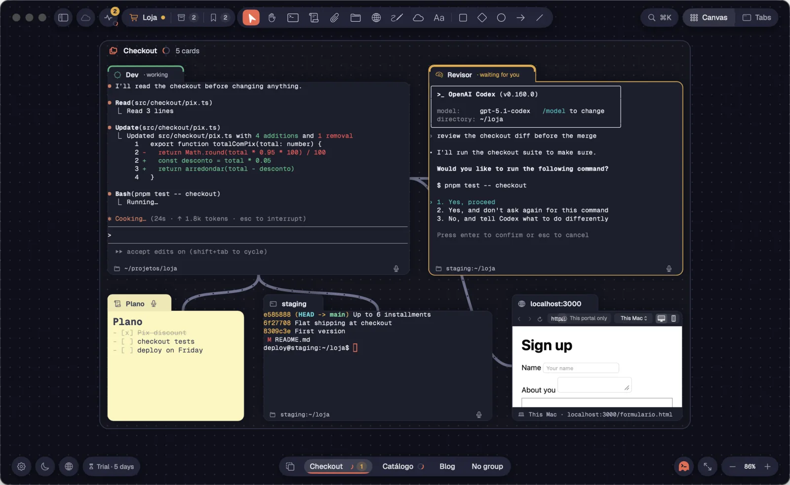 The window with the sidebar closed.