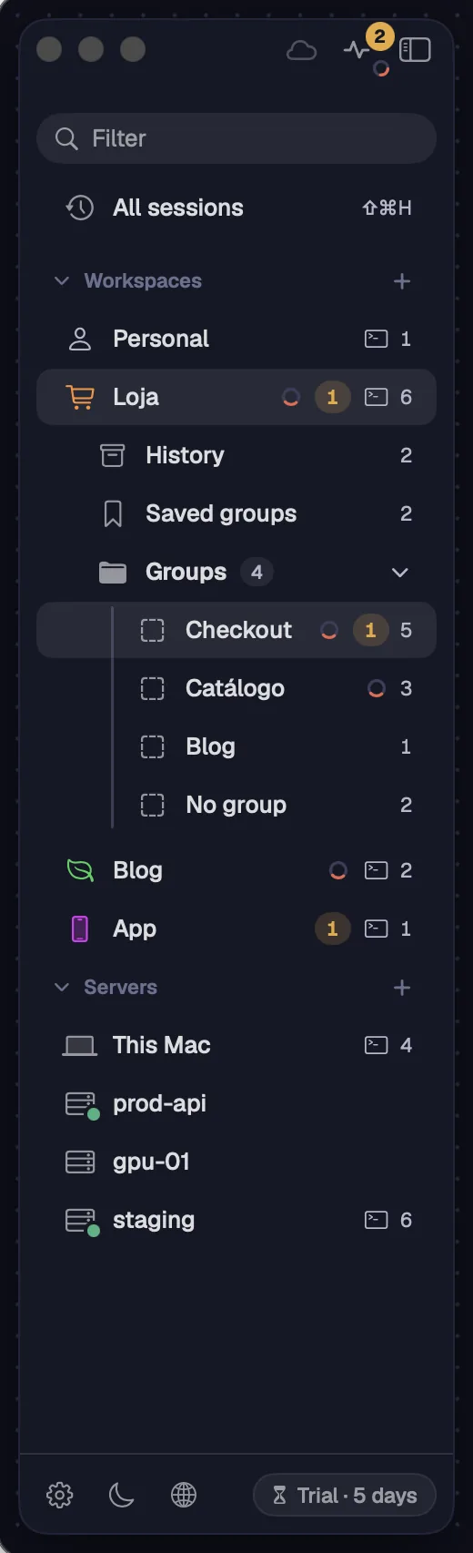 The whole sidebar.