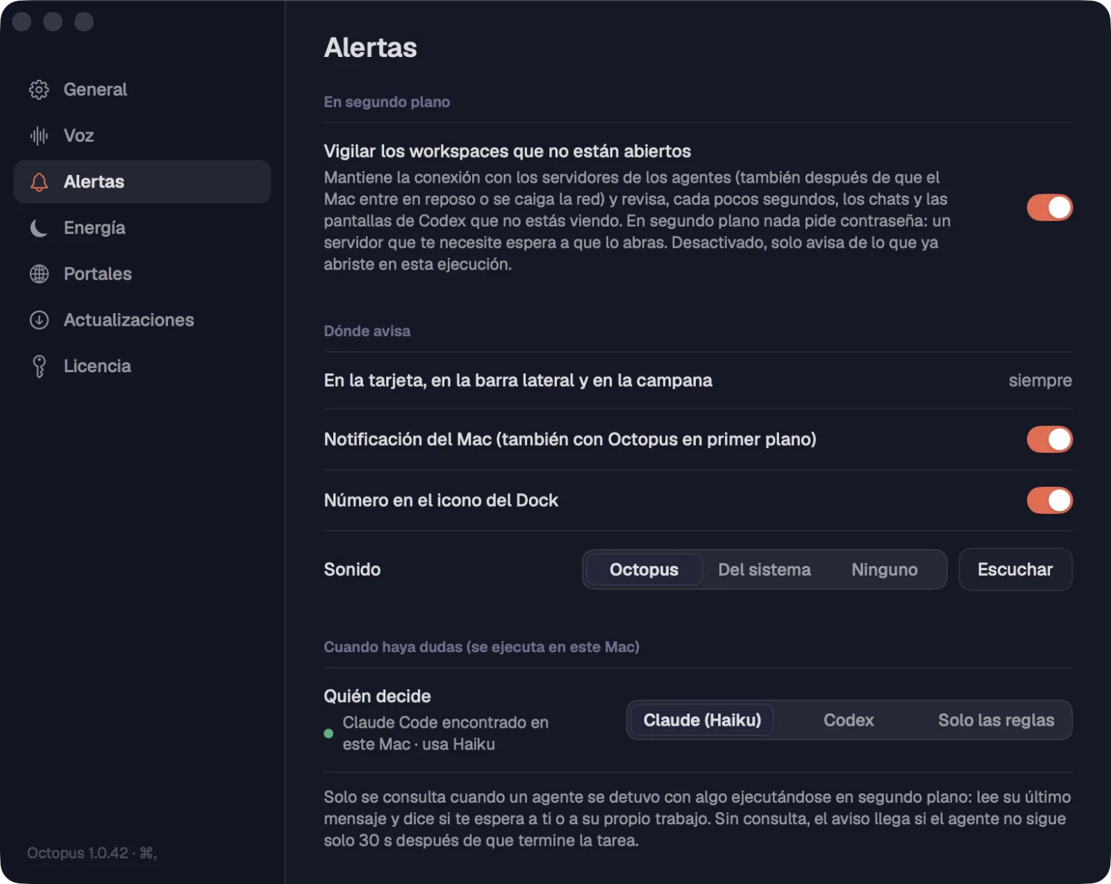 Ajustes › Alertas
