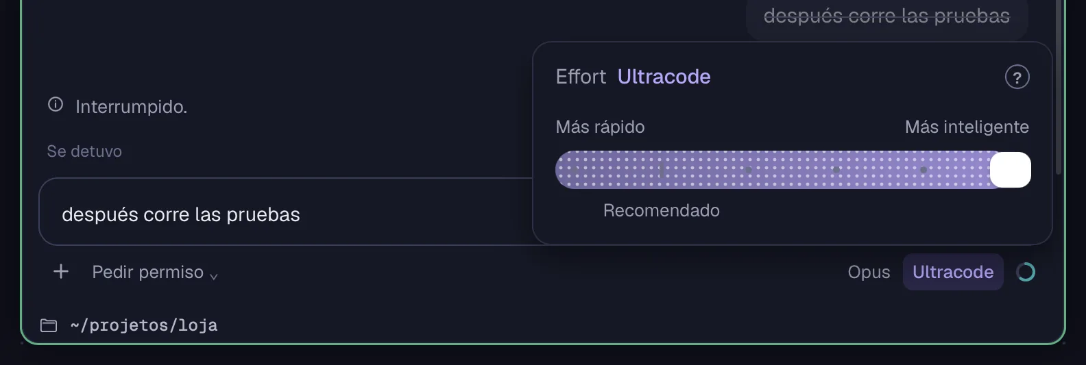La regla del Effort, con Ultracode en la punta