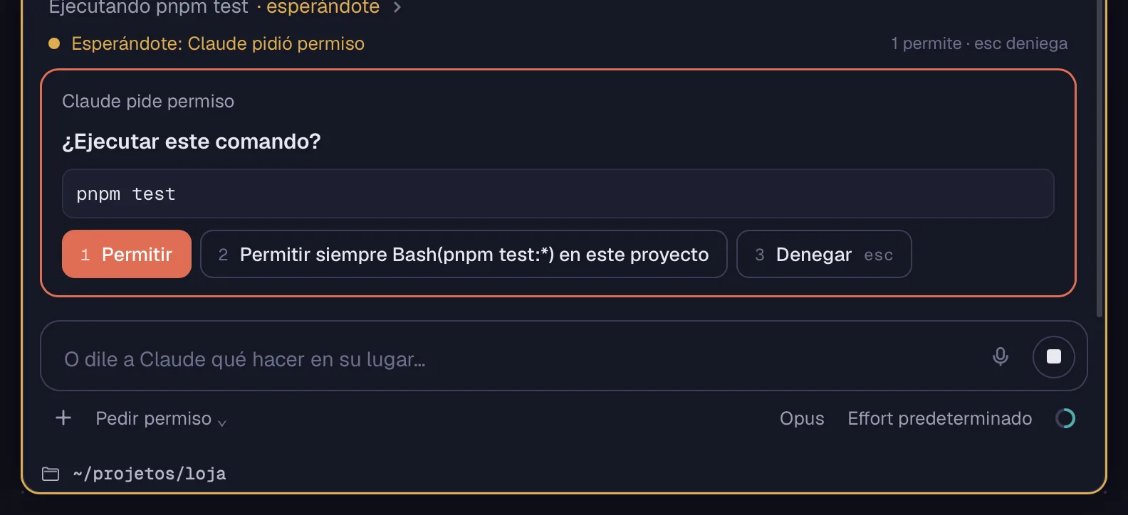 Un pedido de permiso con las opciones numeradas
