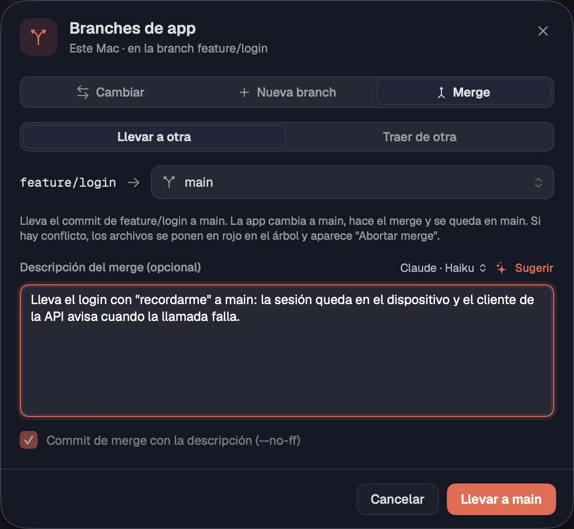 Merge: llevar la branch a main