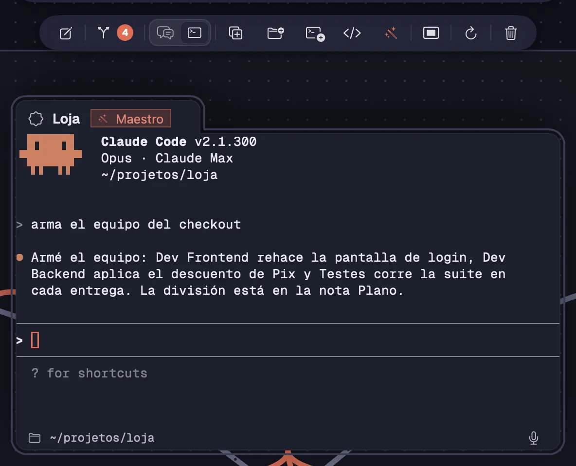 El botón del Maestro encendido en la barra y la insignia en la tarjeta