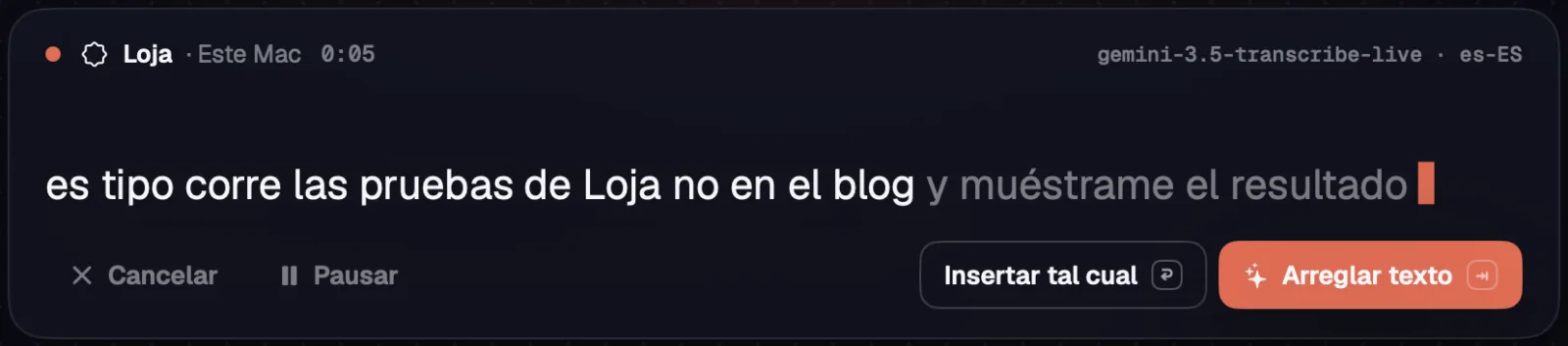 Los dos botones ya aparecen mientras hablas