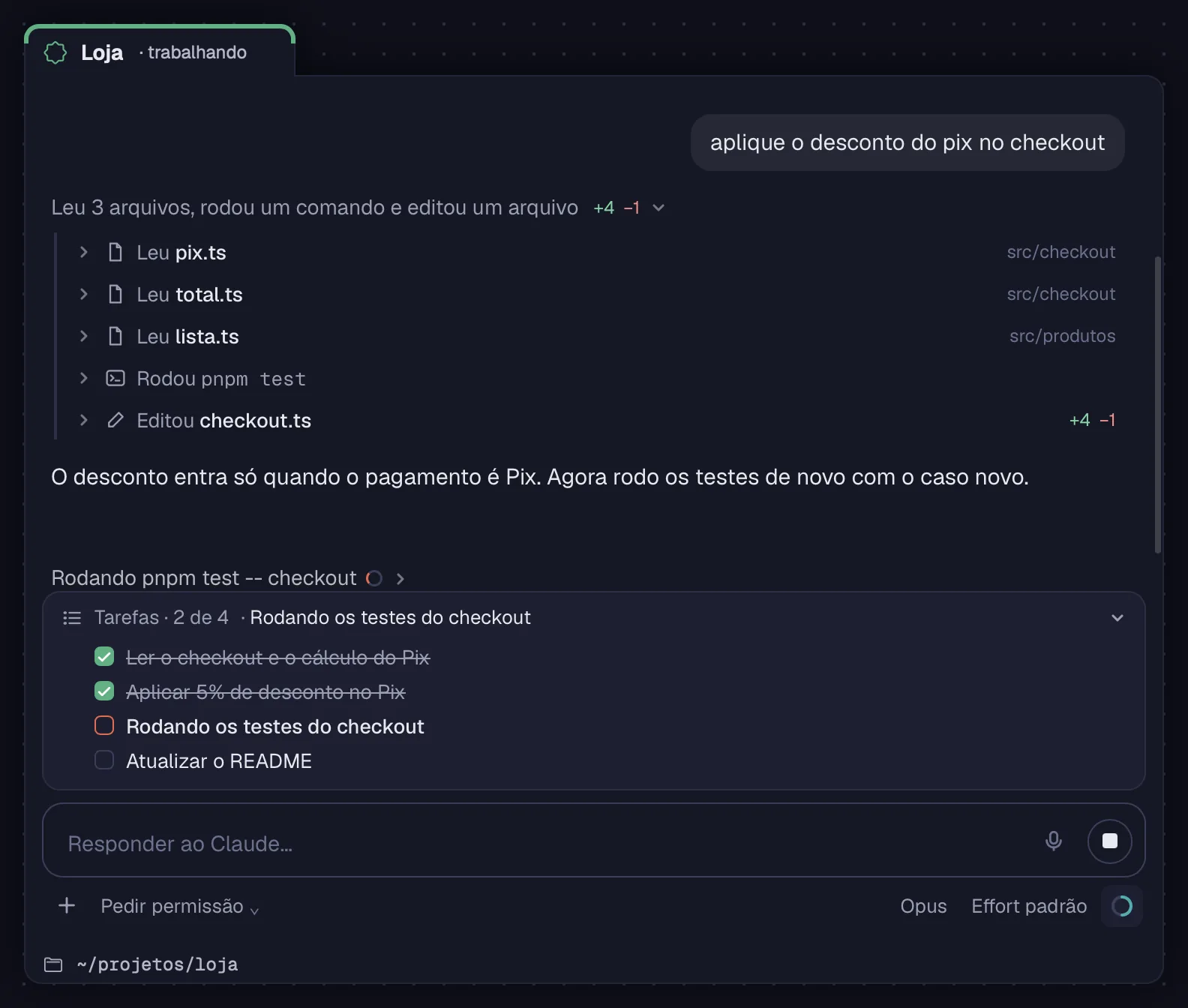 Passos agrupados e a lista de tarefas