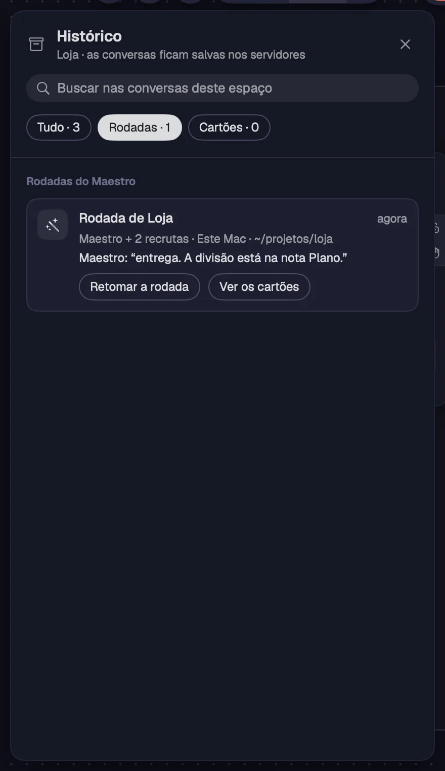 Uma rodada do Maestro no histórico