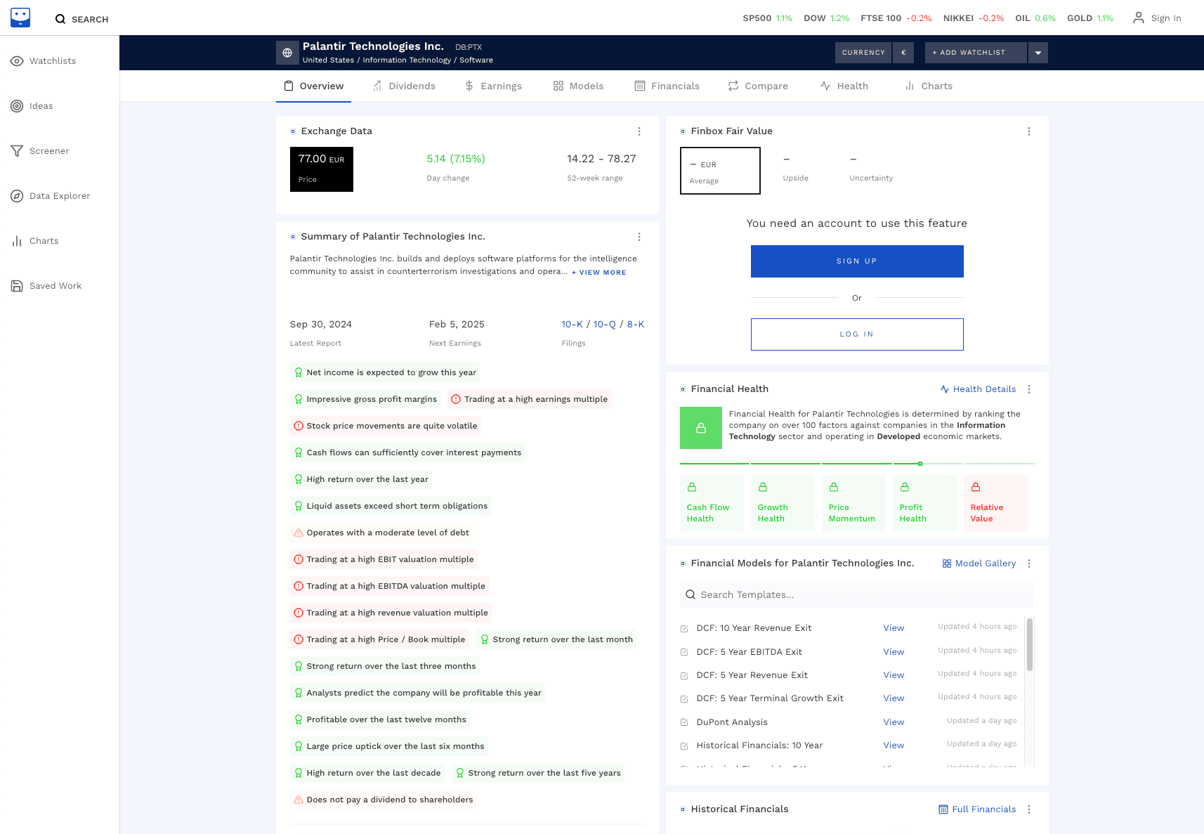 Finbox Stock Valuation