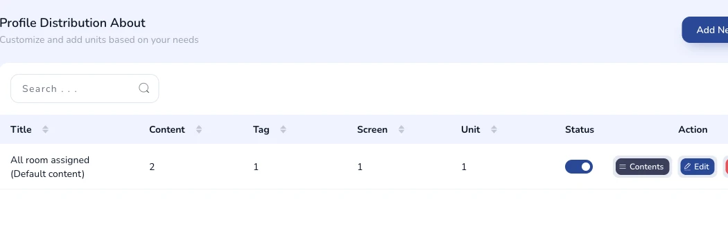 The About list with its columns and action buttons.
