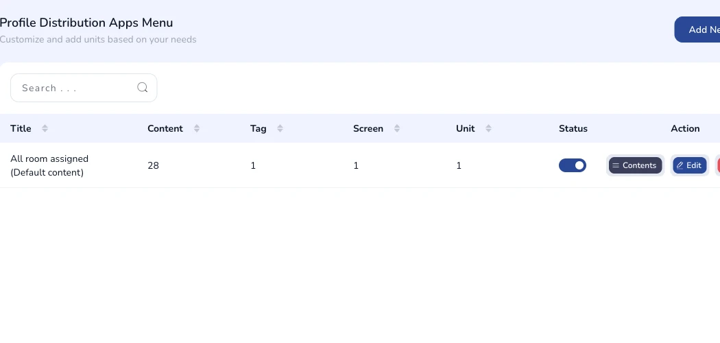 Current apps menu configuration shown on the page.