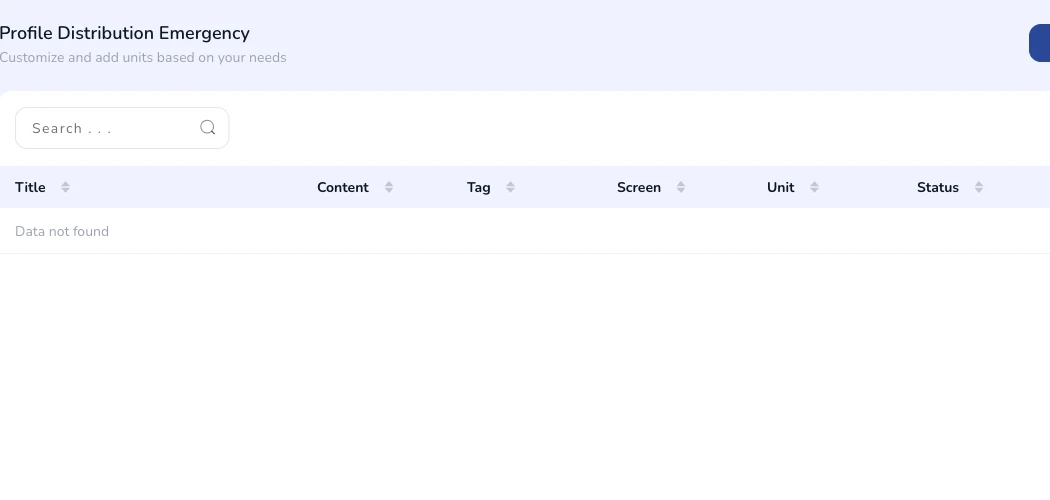 Table with emergency profiles and their active status toggles.
