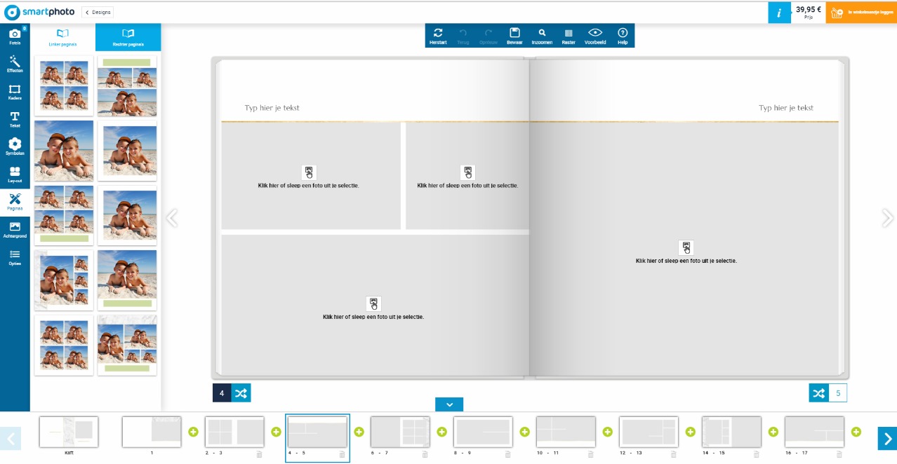 Choisir une mise en page: impression d'écran du créateur de livre photo smartphoto