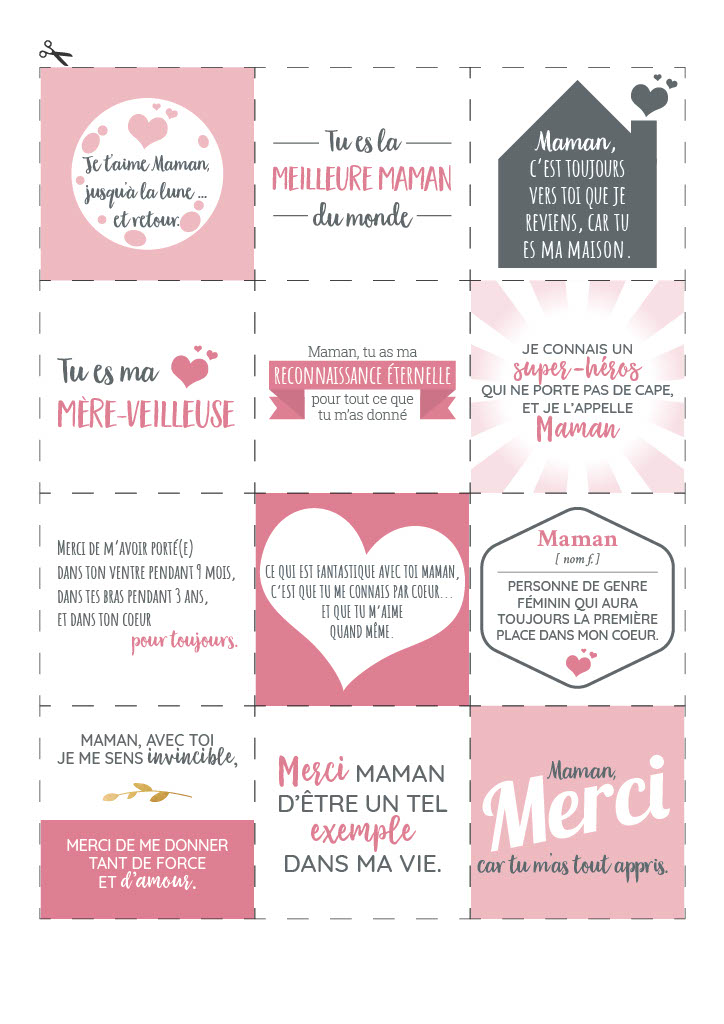 Cadeau de fête des mères original et artisanal, petits mots d'amour à  mettre dans les fleurs pour offrir à sa maman.