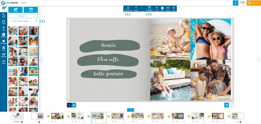Impression d'écran de l'édituer de livre photo smartphoto : comment c'réer un nouveau livre photo 
