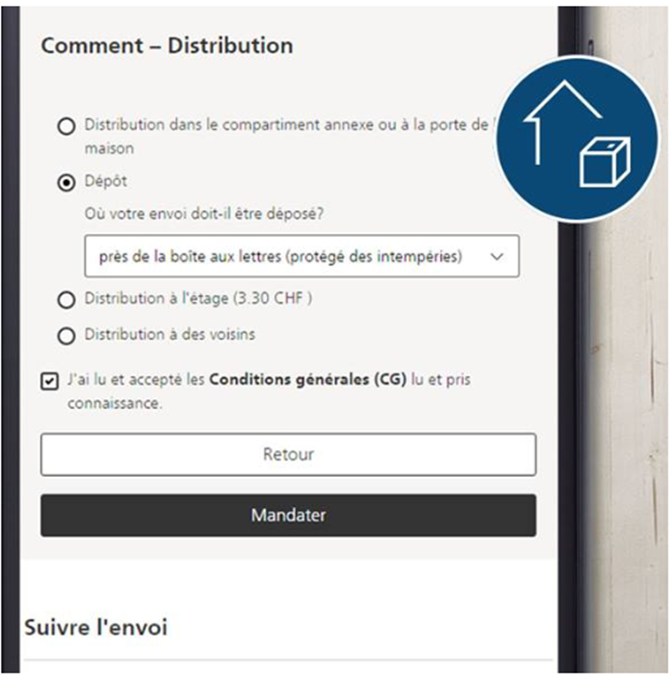 Dépôt de mon colis smartphoto ou distribution à un voisin