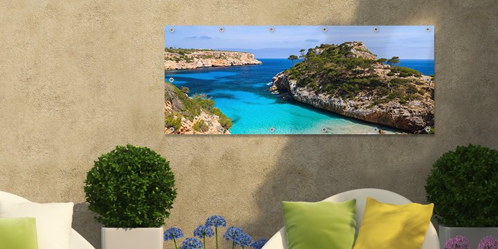 Personalised outdoor banner with exotic beach