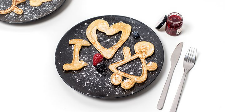 Letter-shaped pancakes with cute message for mother