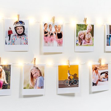 Photo garland with retro prints as party decorations