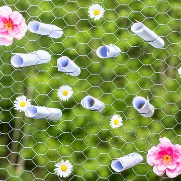 Chicken wire with wish leaves and flowers