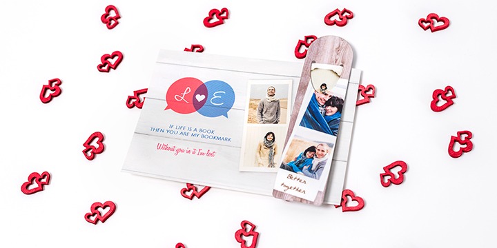 Valentine's Day card with personalised bookmark