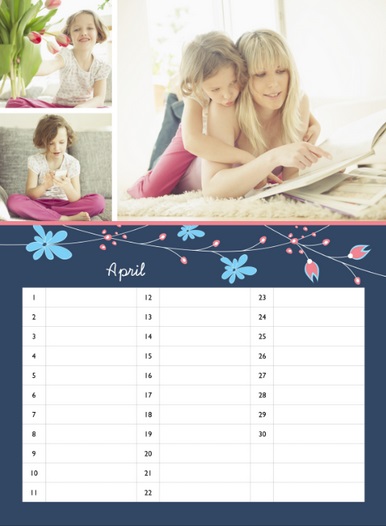 wandkalender met bloemetjes