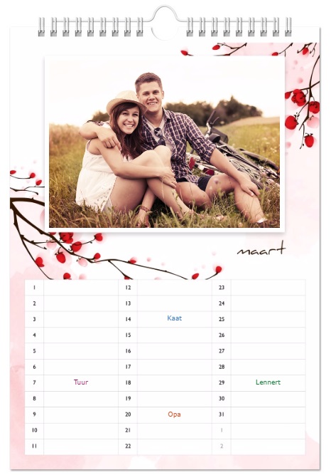 verjaardagskalender design bloemen