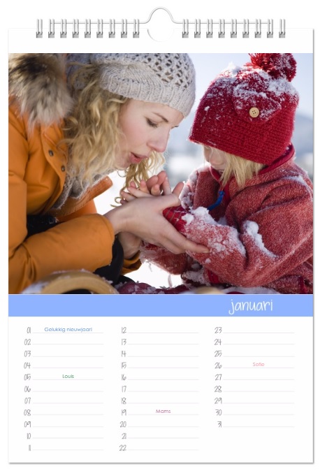 kalender met warme kleuren