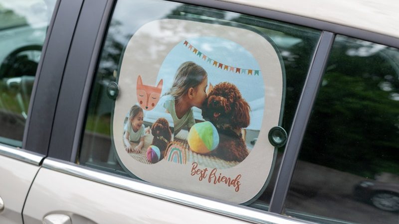 Gepersonaliseerde zonnescherm voor op autoreis