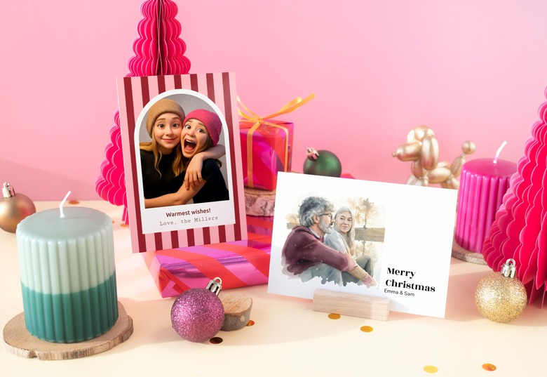 Kerstkaarten met aquarelle of 3D animatie foto