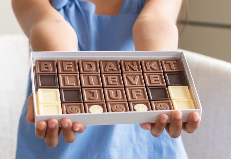 Gepersonaliseerde chocolade telegram cadeau juf of meester