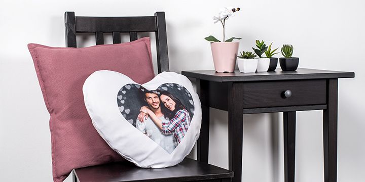 Heart pillow on chair