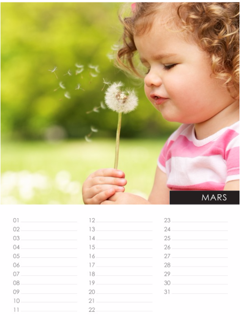 calendrier personnalisable