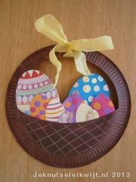 Panier de Pâques fait avec une assiette en papier