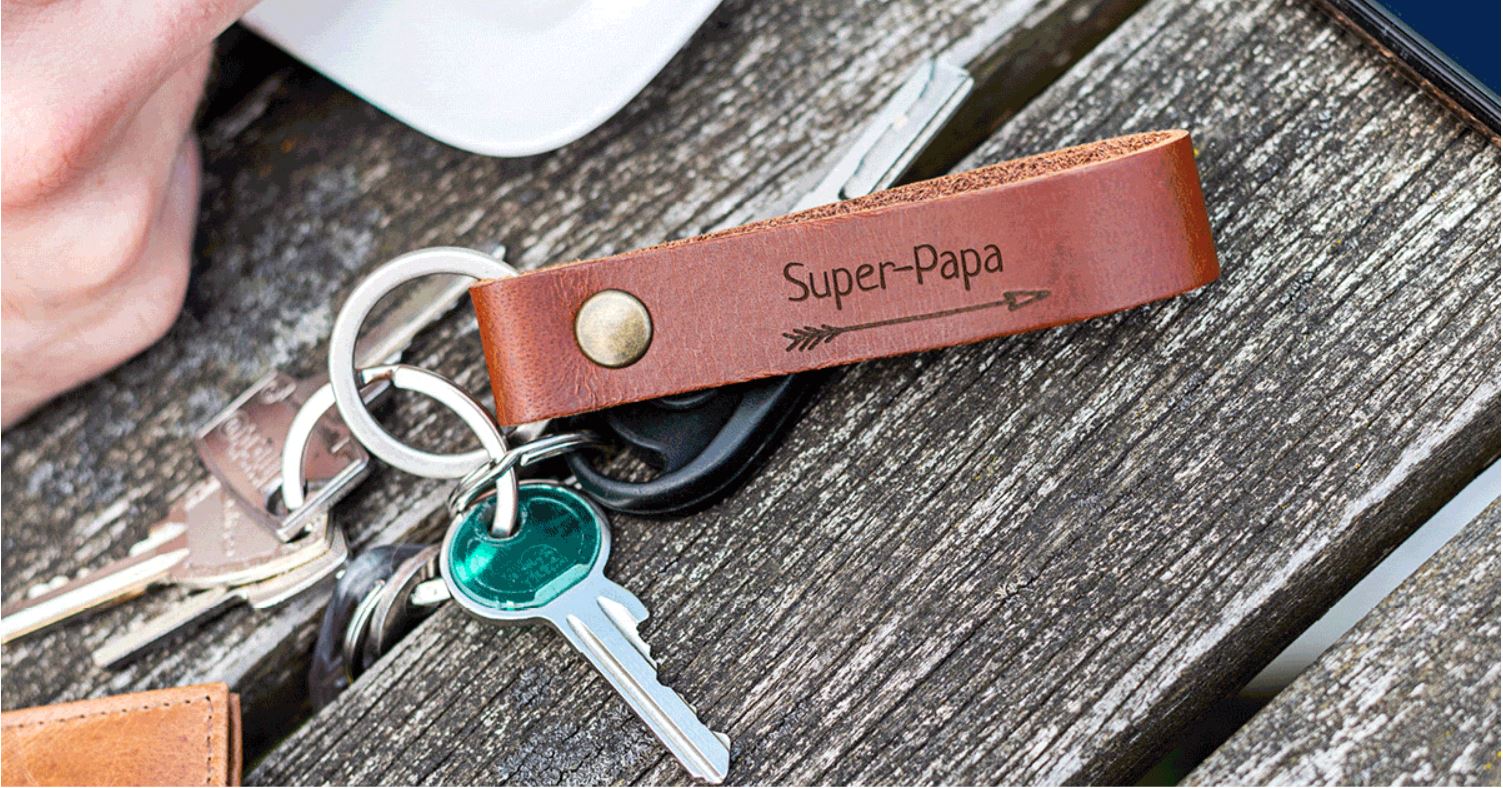 Super papa ! porte-clés en cuir personnalisé smartphoto