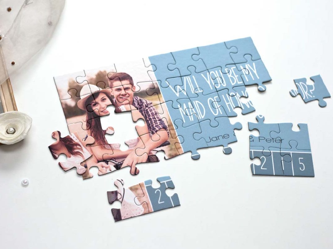 Puzzle pour surprise annonce de mariage - demande témoin, garçon et demoiselle d'honneur