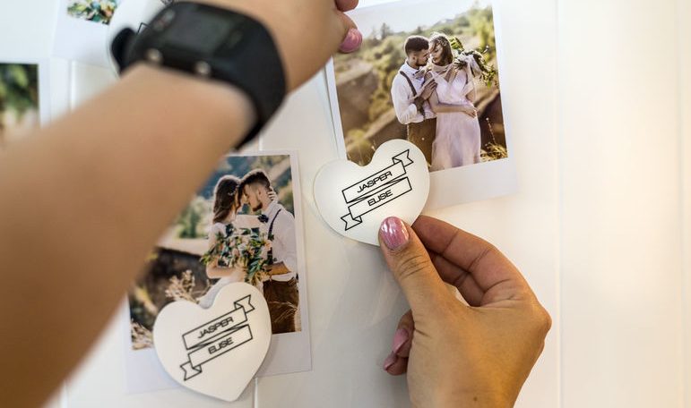 Faire-part de mariage personnalisé avec photos et texte - ajoutez un magnet