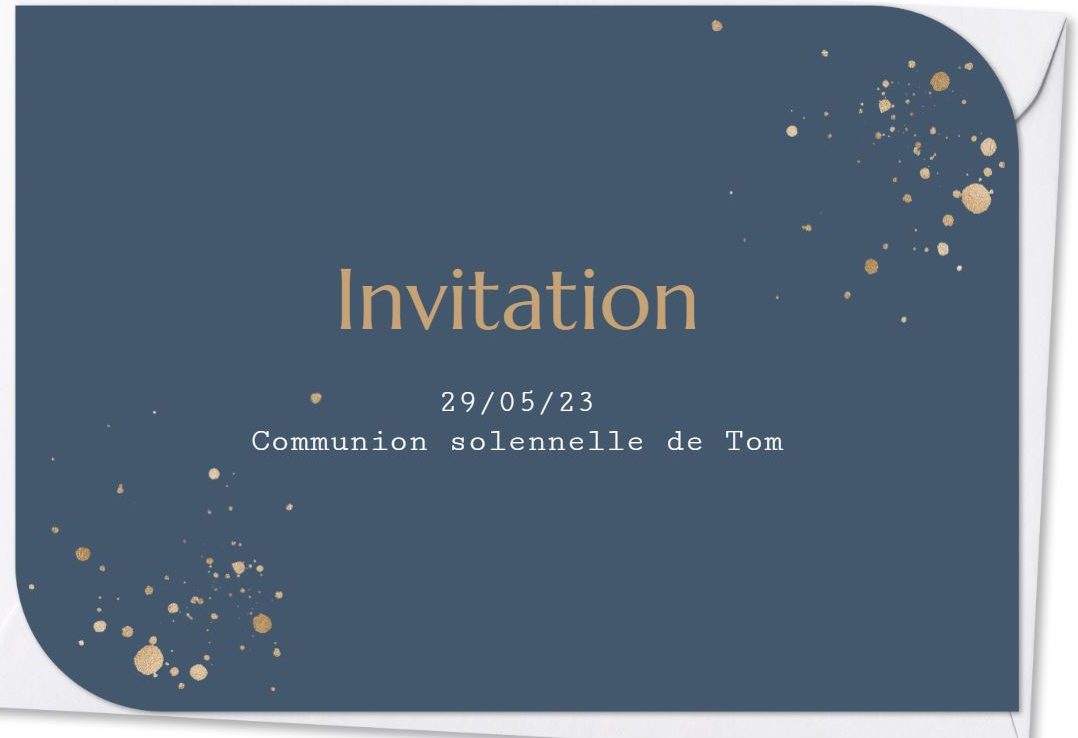 Texte d'invitation de communion : Exemple d'invitation pour une communion solennelle garçon - design smartphoto disponible avec d'autres couleurs