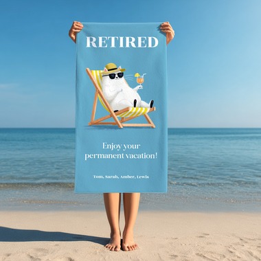 cadeau personnalisé départ retraite: serviette de plage humour