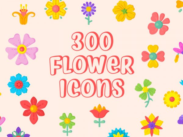 flower icons flat vectors